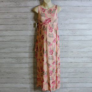 Women's Maternity Maxi Dress Size S 4 6 Pink Tropical Floral
